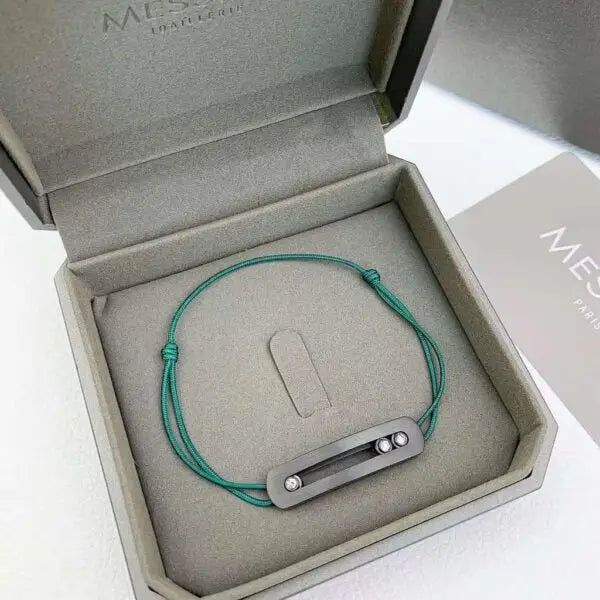 Polished Titanium Cord Bracelet Natural Titanium Diamonds - view 10