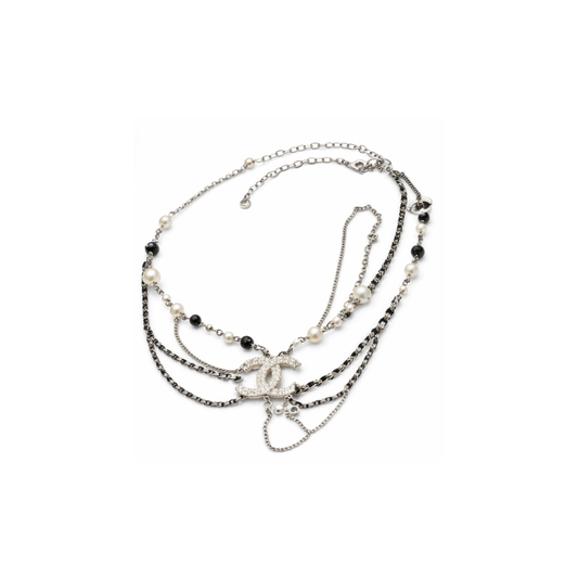 Detailed Long Cc Multi Strand Lariat Necklace - view 2