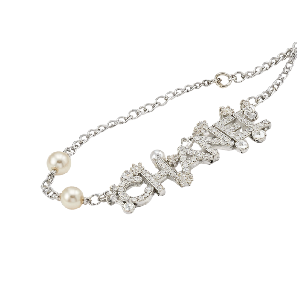 Polished Pearl Strand with Integrated Crystal Encrusted Logo - view 2