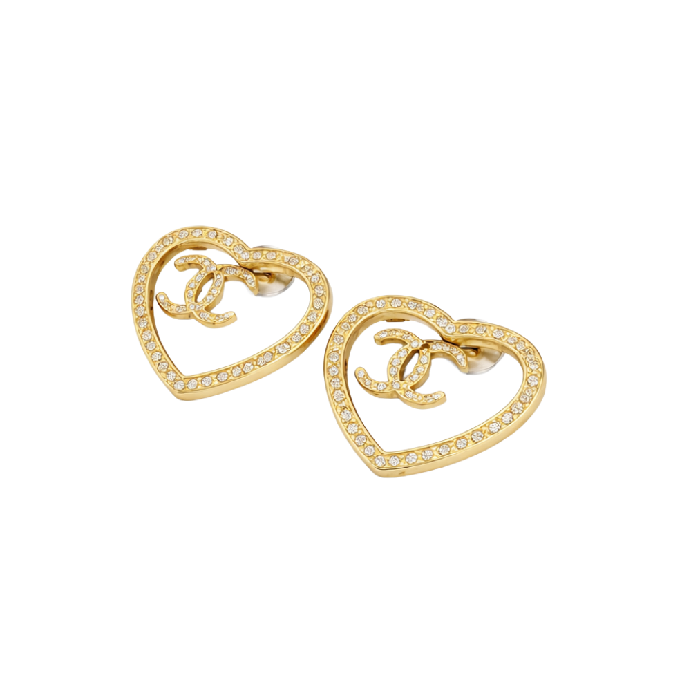 Everyday-Luxe Crystal Strass Cc Heart Hoop Earrings - view 2