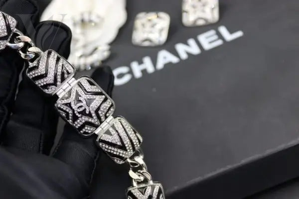 Chanel CC Logo Star Pendant Necklace Earrings Set – View 7