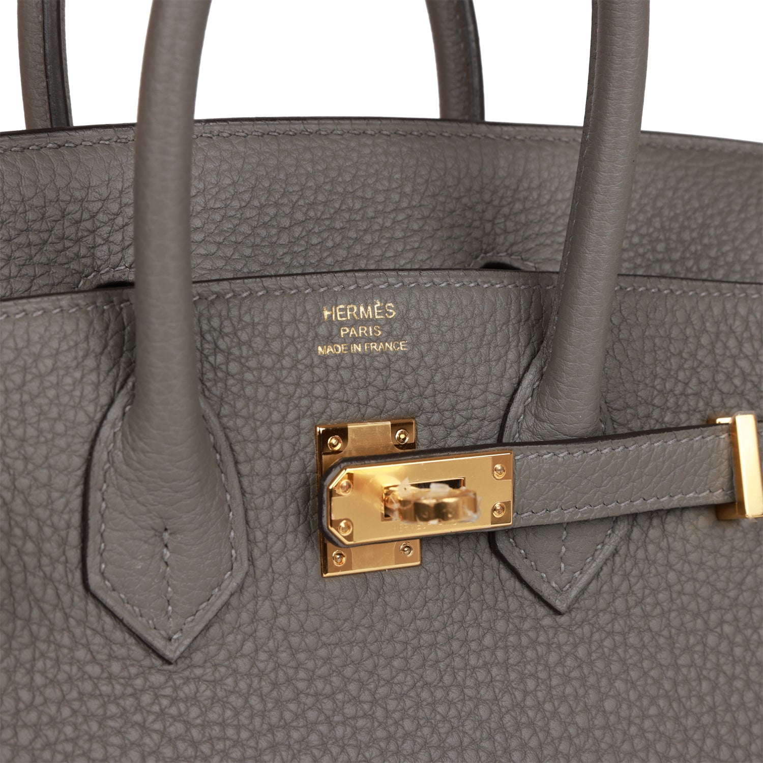 Detailed Structured Carryall 25 Gris Meyer Togo Bag - view 7