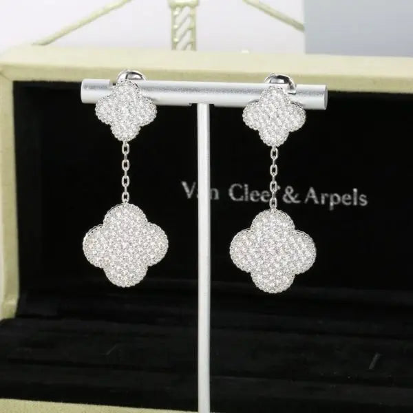 Elegant Dangle Earrings Gold Full Crystals - view 7