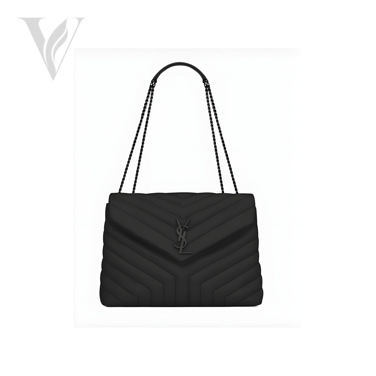 Saint Laurent Loulou Logo Chain Bag - Black, Grey