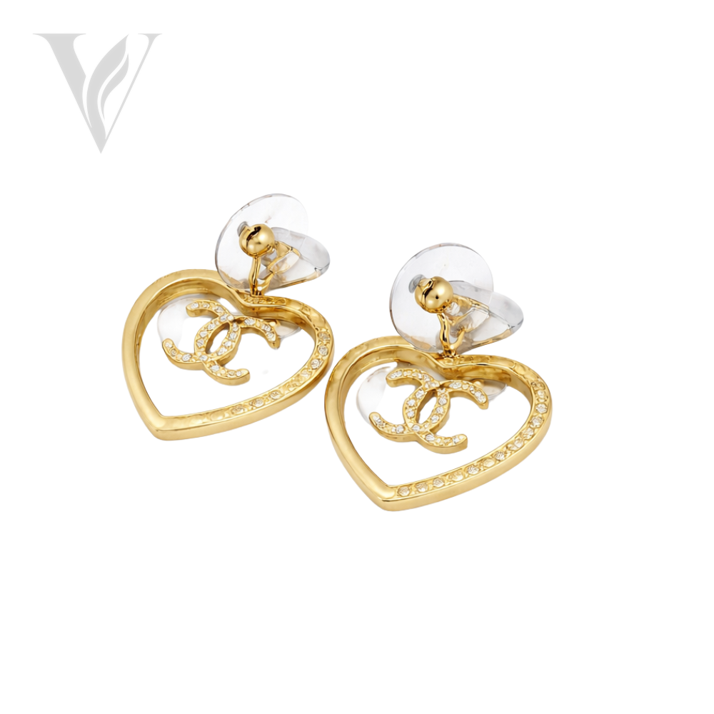Chanel Everyday-Luxe Strass Cc Heart Hoop Earrings - Crystal – View 3
