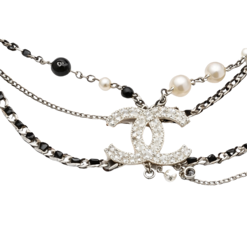 Detailed Long Cc Multi Strand Lariat Necklace - view 3