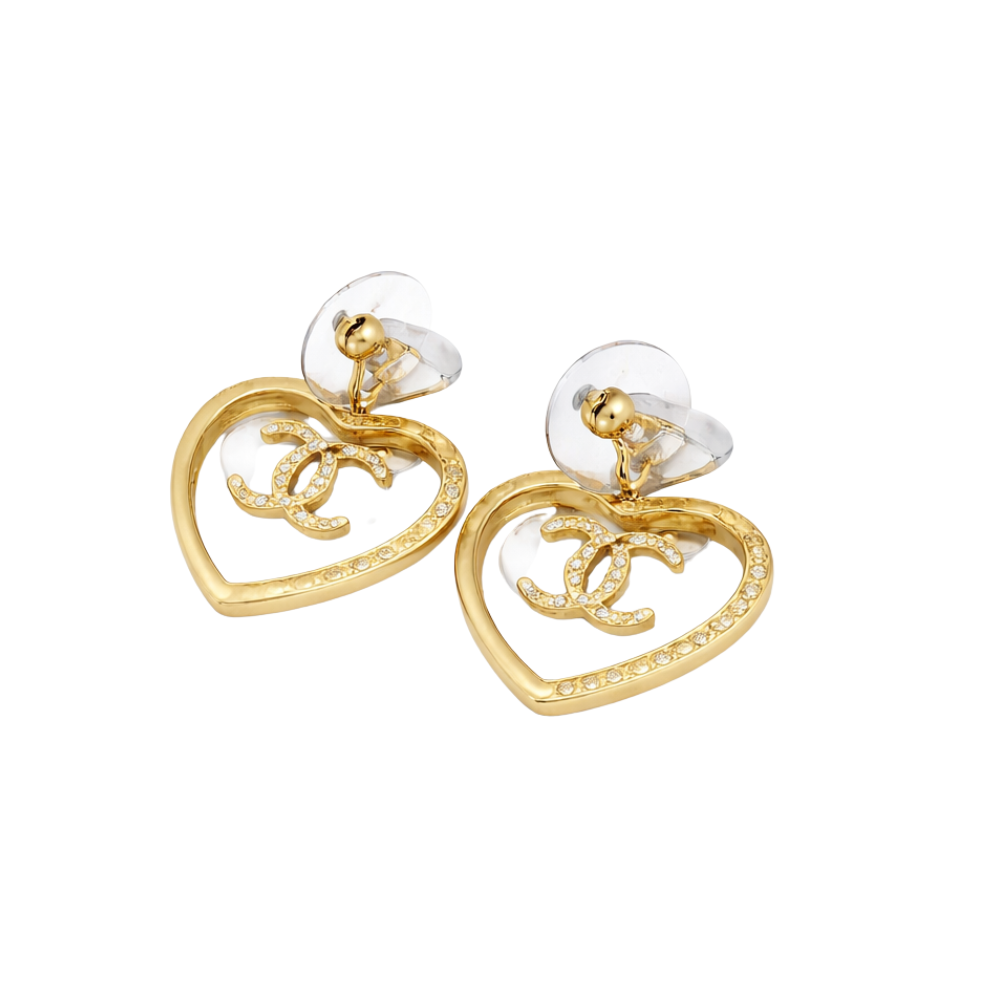 Everyday-Luxe Crystal Strass Cc Heart Hoop Earrings - view 3
