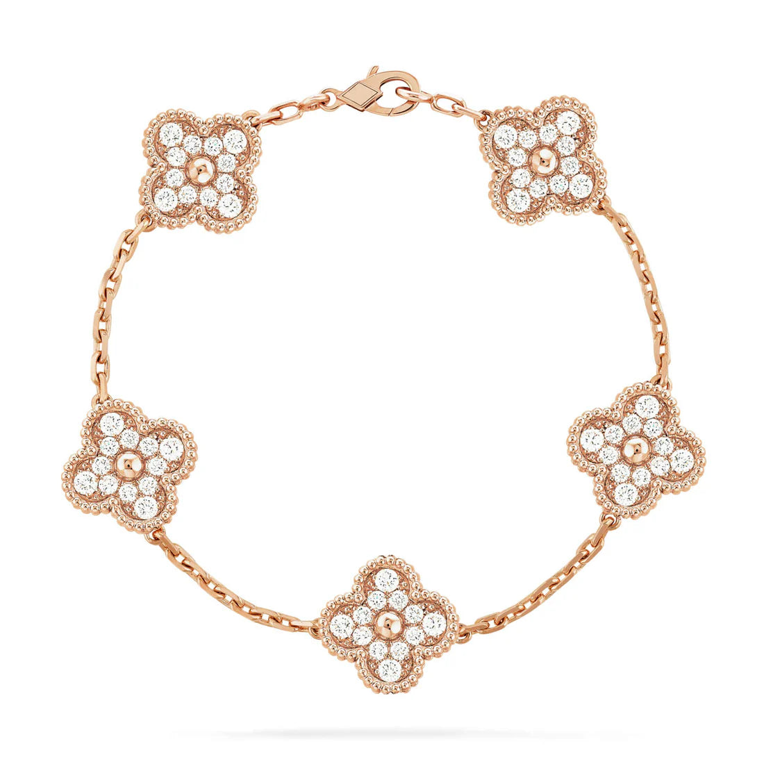 Clover Clover Bracelet 5-Motif Diamond-Style Laser Detail – Signature Finish | Size 19