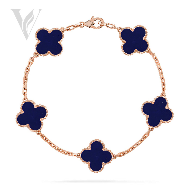 Van Cleef & Arpels Clover 5 Motif Bracelet Rose - Lapis Lazuli