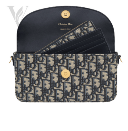 Dior 30 Montaigne East West Chain Bag - Blue Dior Oblique Jacquard Canvas – View 3