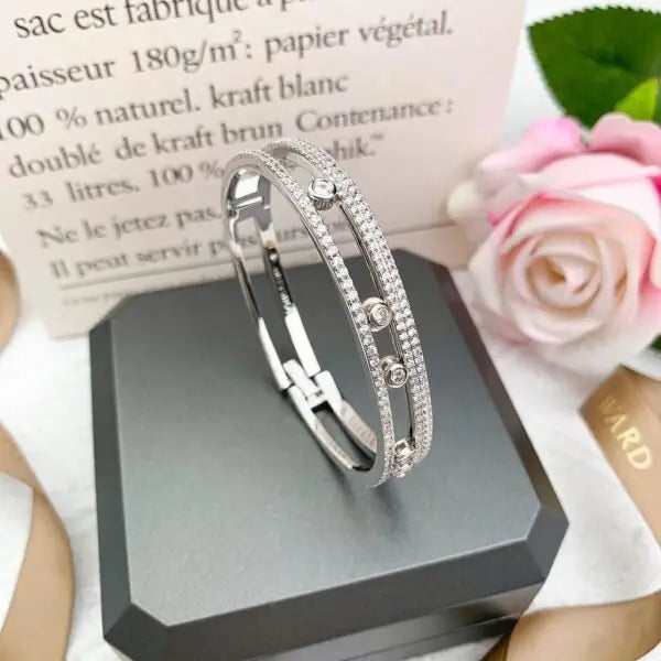Sharp Floating Stone Small Hoop White Yellow Gold - view 5