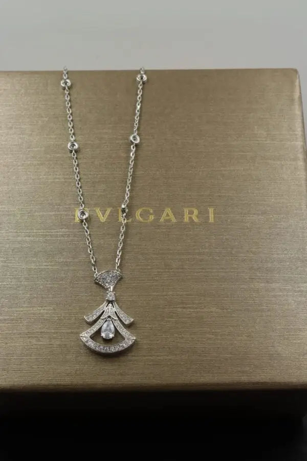 Premium-Look 18k White Gold Divas Dream Diamond Necklace - view 4