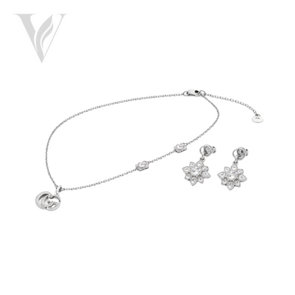 Gucci GG Flower Necklace Bracelet Set - Silver, Crystal – View 3