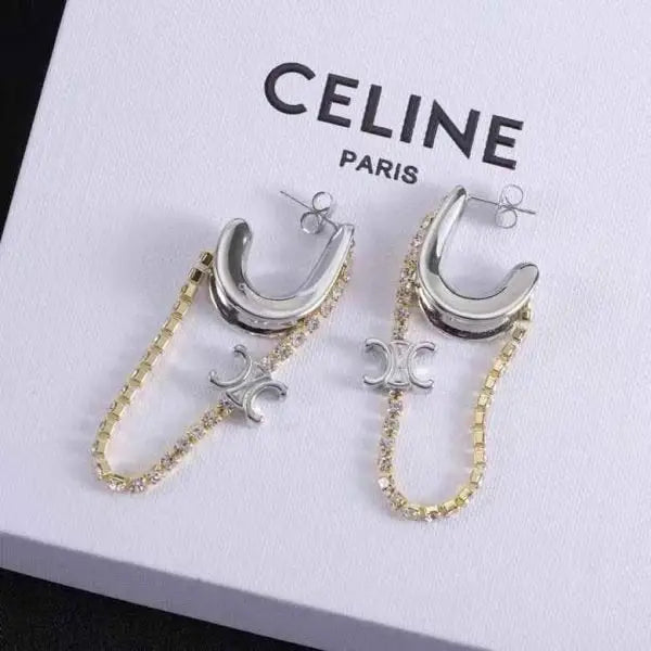 Modern Triomphe Hoop Earrings Si Er Gold Crystals - view 4