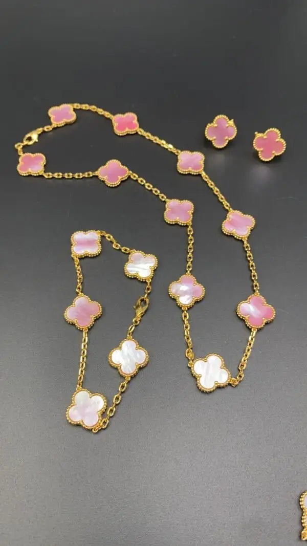 Clean-Finish Clover Motif Set Gold Pink Mother Pearl - view 5
