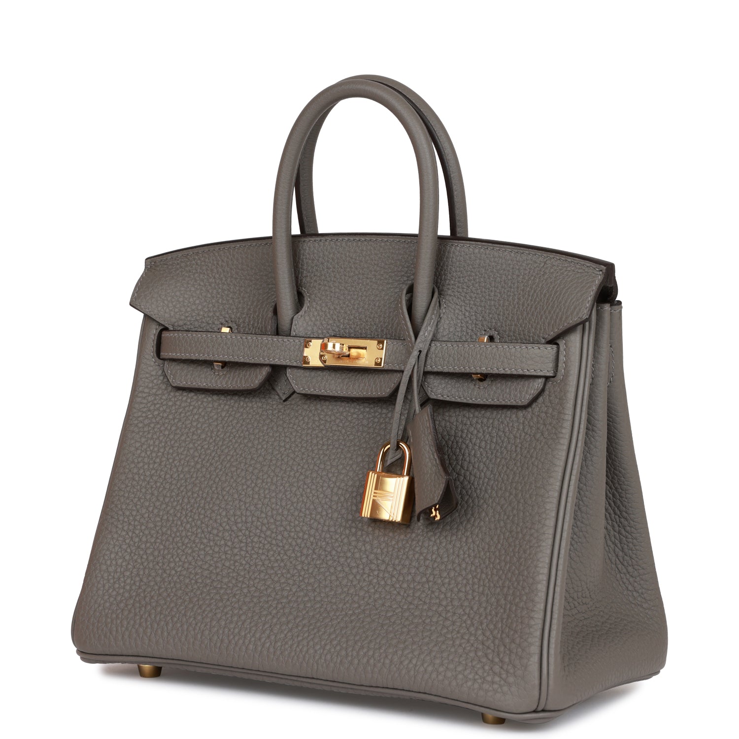 Detailed Structured Carryall 25 Gris Meyer Togo Bag - view 4