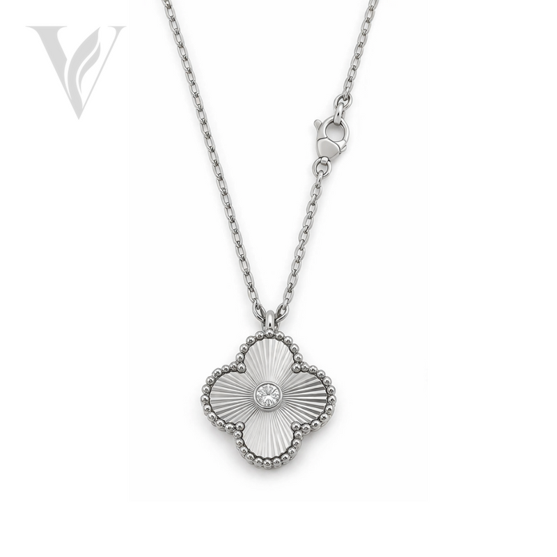 Van Cleef & Arpels Guilloche Clover Pendant Necklace