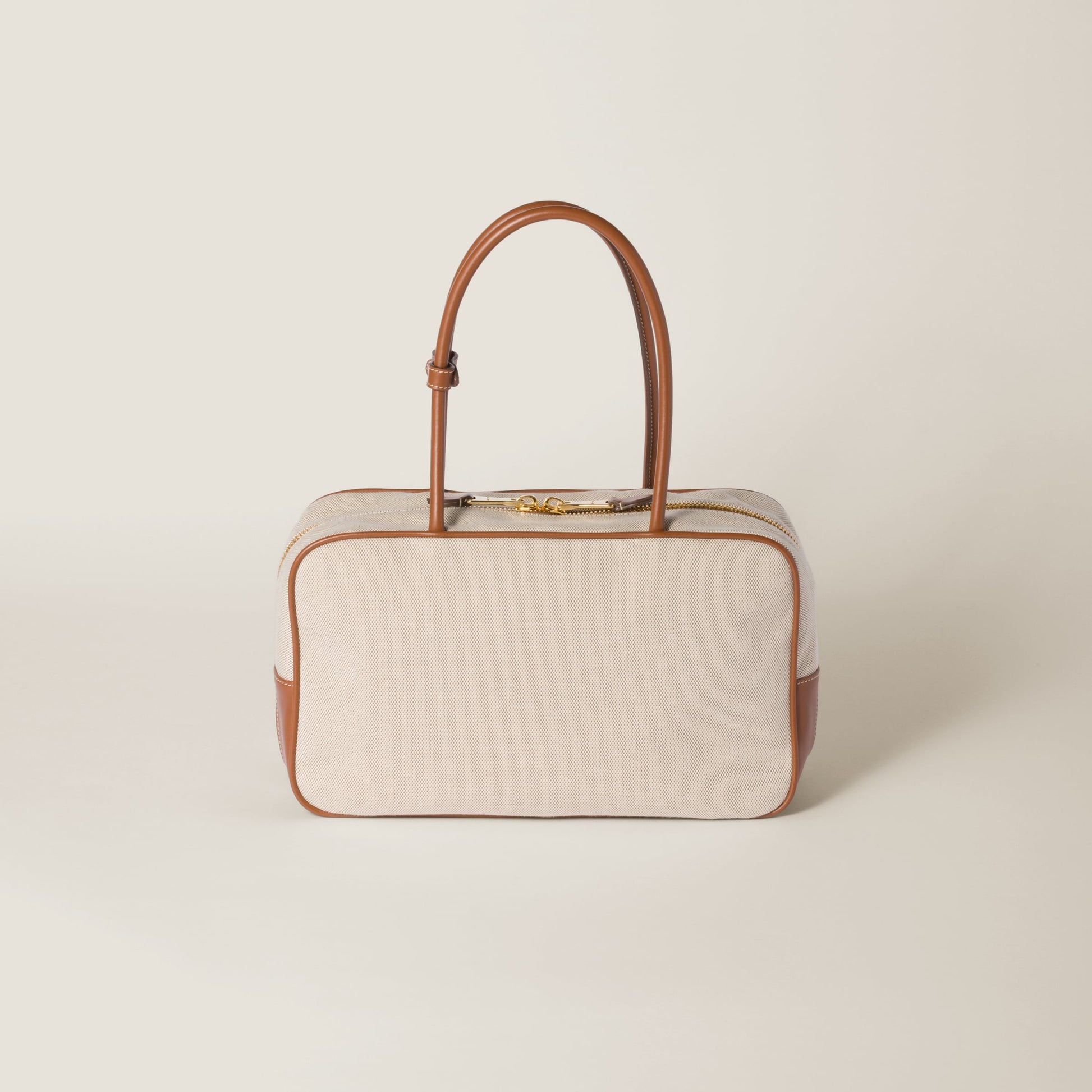 Everyday-Luxe Miu Miu Beau Canvas Leather Beige Bag - view 3