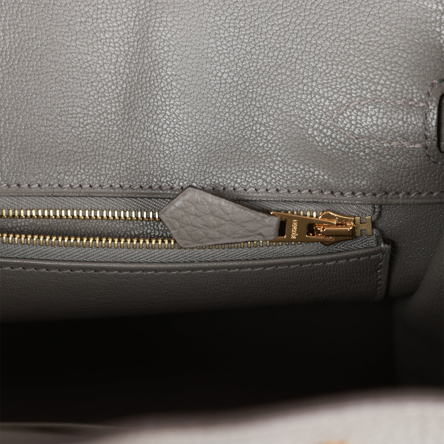 Detailed Structured Carryall 25 Gris Meyer Togo Bag - view 9