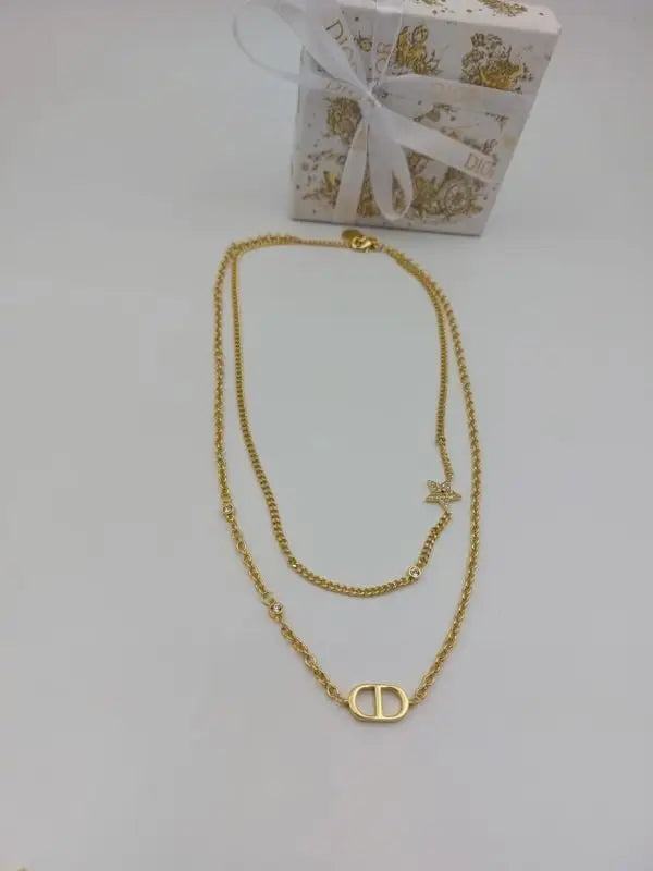 Minimal-Luxe Star Multi Layer Necklace Earrings Set Gold Finish Metal - view 7