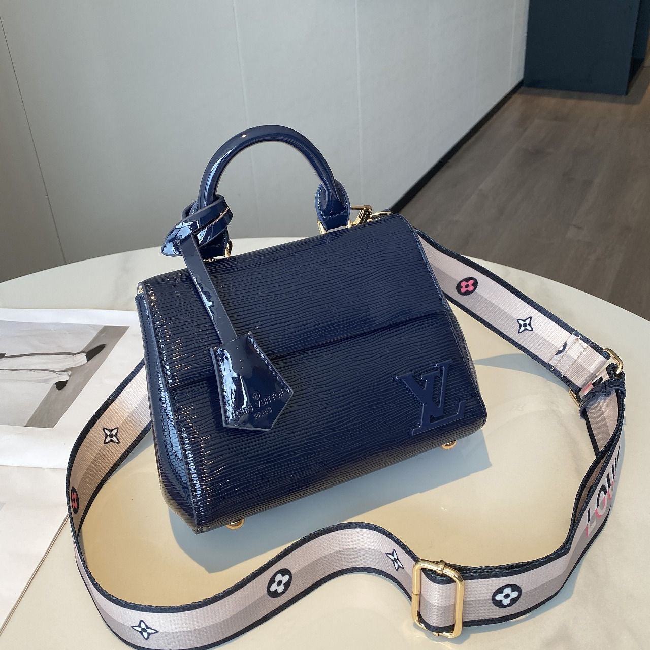 Clean-Finish Cluny Mini Epi Bordeaux Blue Bag - view 4