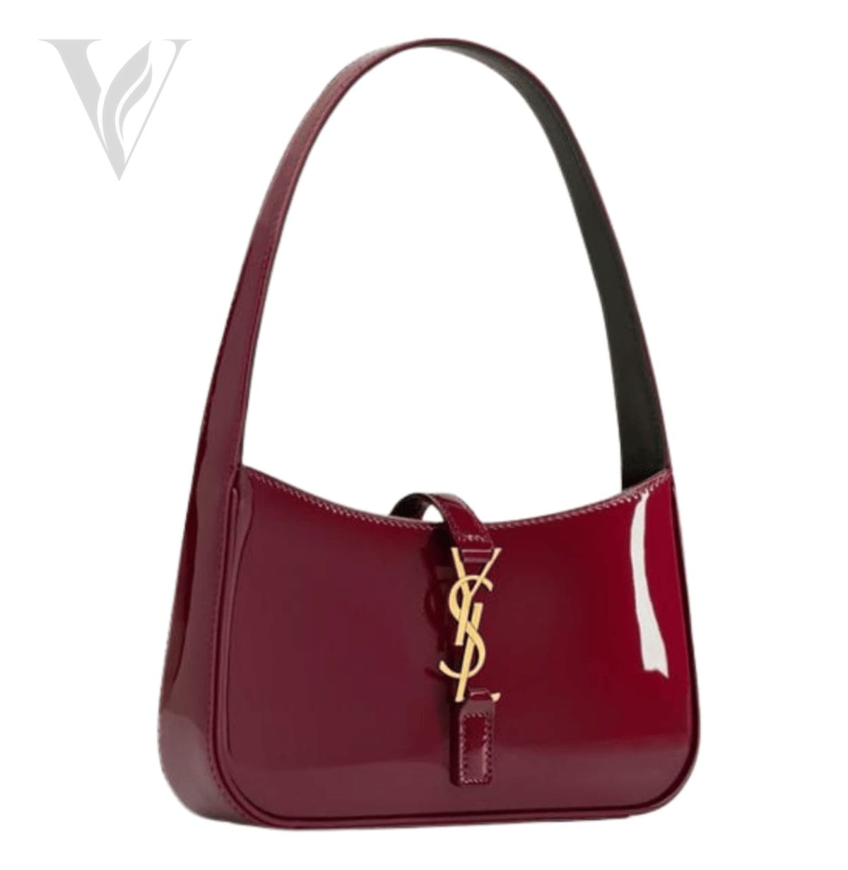 Saint Laurent Le 5 a 7 Mini Patent Leather Shoulder Bag - Dark Red Or Burgundy – View 3