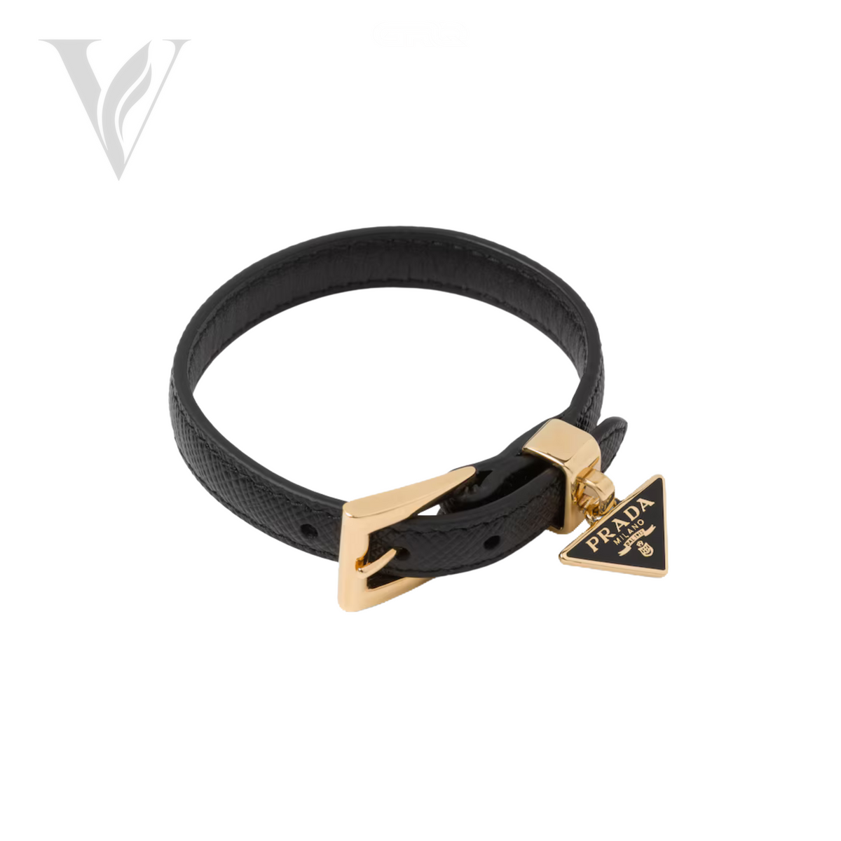 Prada Saffiano Leather Bracelet - Black