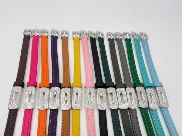 Sophisticated Leather Double Wr Bracelet Pink Diamonds - view 8