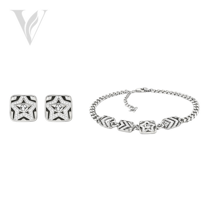 Chanel CC Logo Star Pendant Necklace Earrings Set