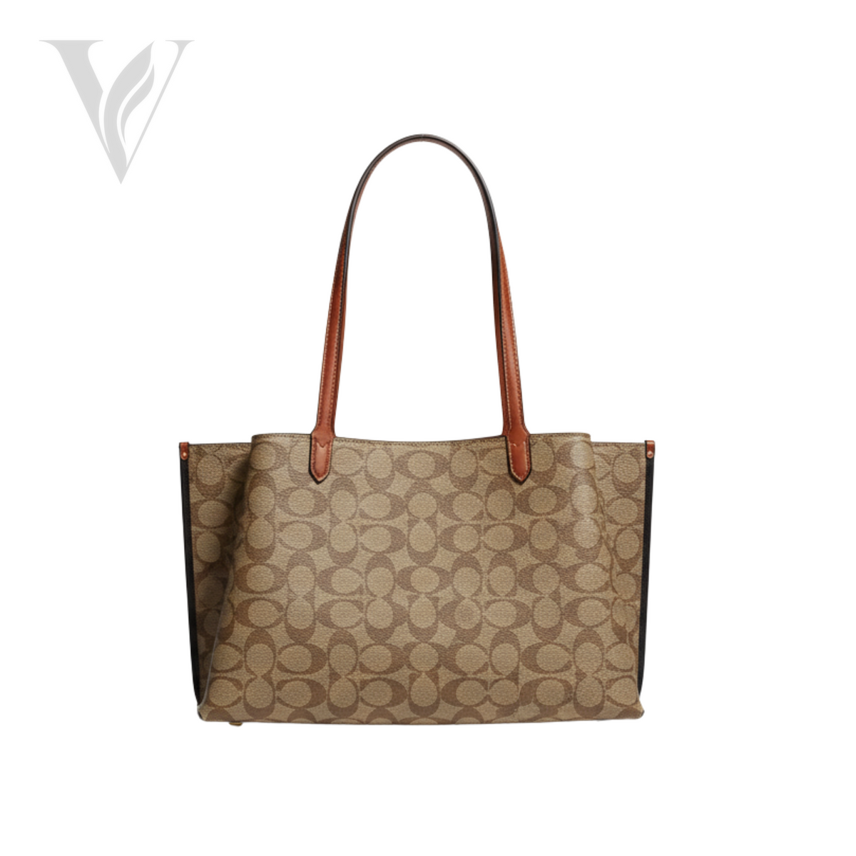 Coach Willow Tote Signature Canvas Tan Rust – View 2