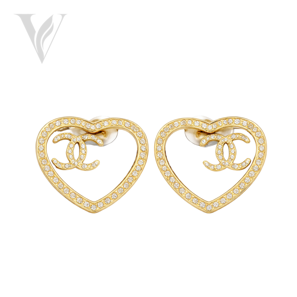 Chanel Everyday-Luxe Strass Cc Heart Hoop Earrings - Crystal
