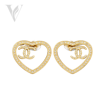 Chanel Everyday-Luxe Strass Cc Heart Hoop Earrings - Crystal