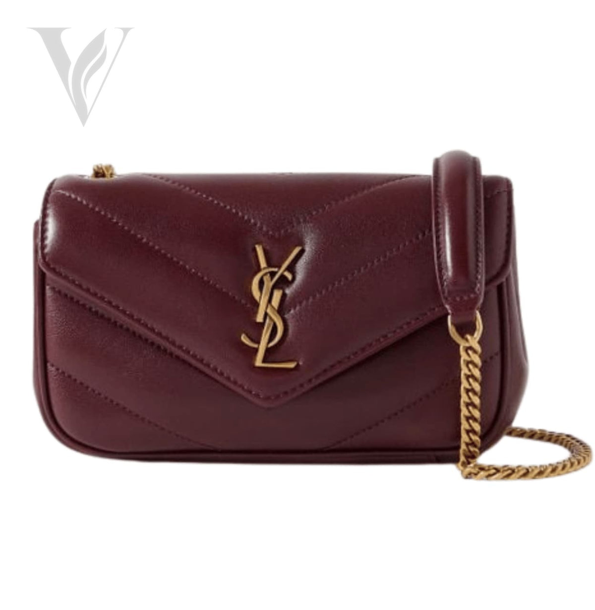 Saint Laurent Loulou Mini Bag - Burgundy Or Red
