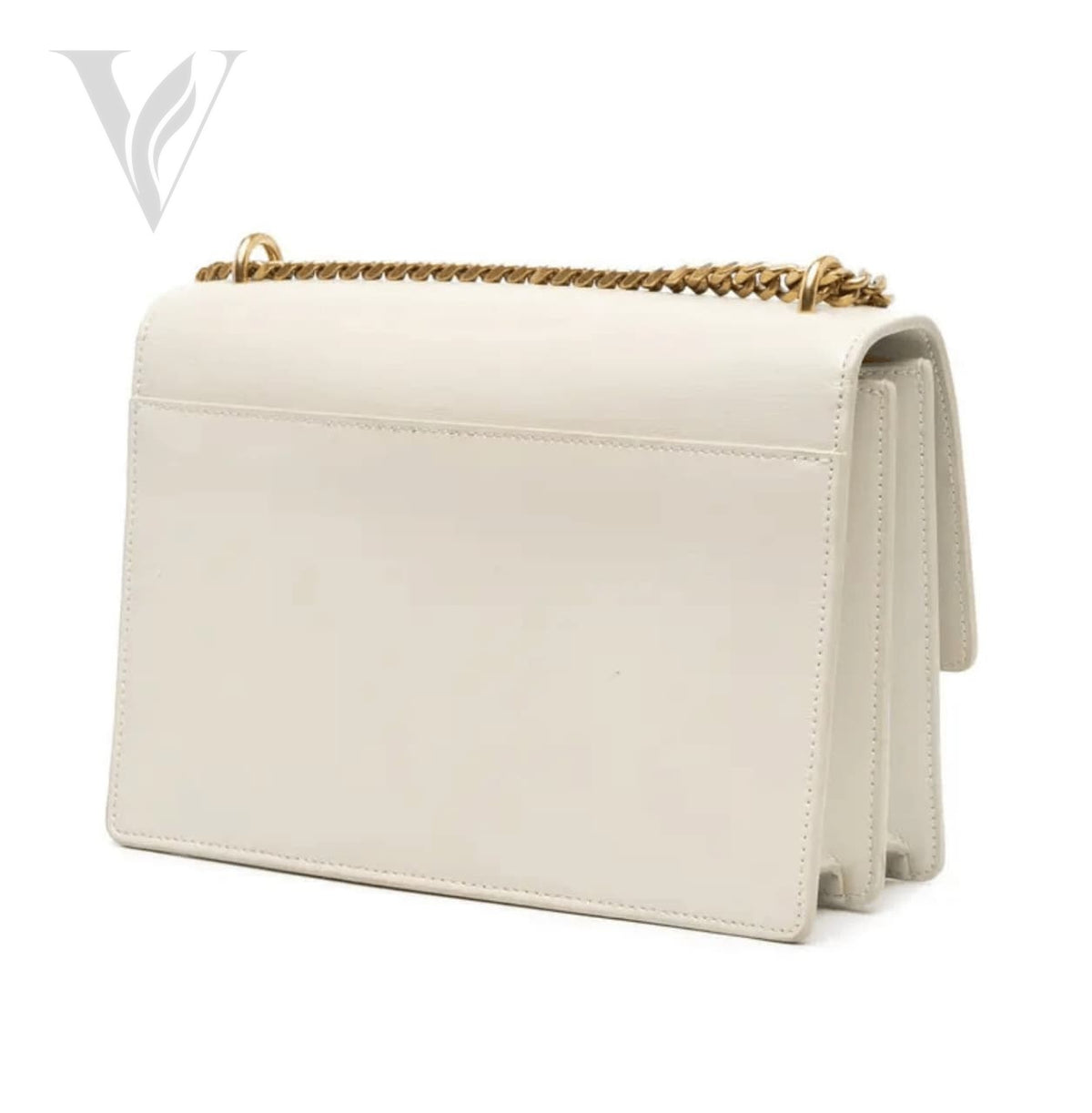 Saint Laurent Sunset Medium Shoulder Bag - White Calfskin Leather – View 2