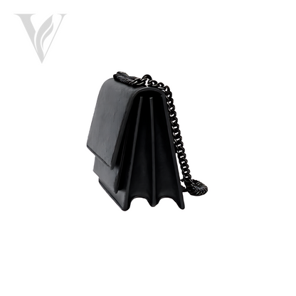 YSL Sunset Medium SO Croc-Embossed Bag - Black – View 2