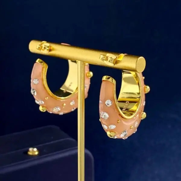 Clean-Finish Triomphe Frosted Hoops Enamel Brass Gold Finish - view 6