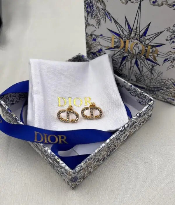 Dressy Cd Crystal Stud Earring Gold - view 5