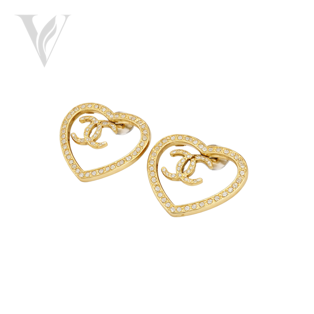 Chanel Everyday-Luxe Strass Cc Heart Hoop Earrings - Crystal – View 2