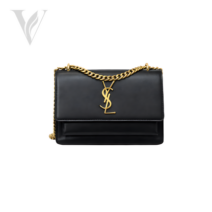 YSL Sunset Medium Bag - Black, Gold