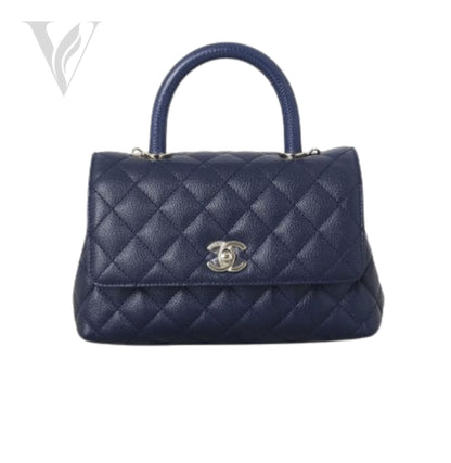 Chanel Coco Handle Mini Bag - Navy Blue, Caviar Leather