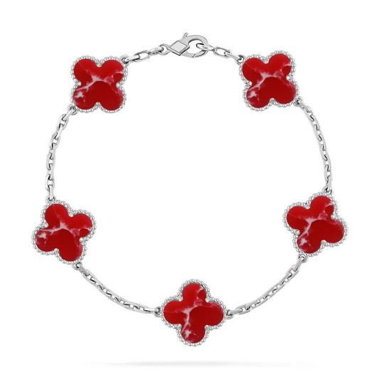 Clover Silver Bracelet 5-Motif – Silver | Size 19