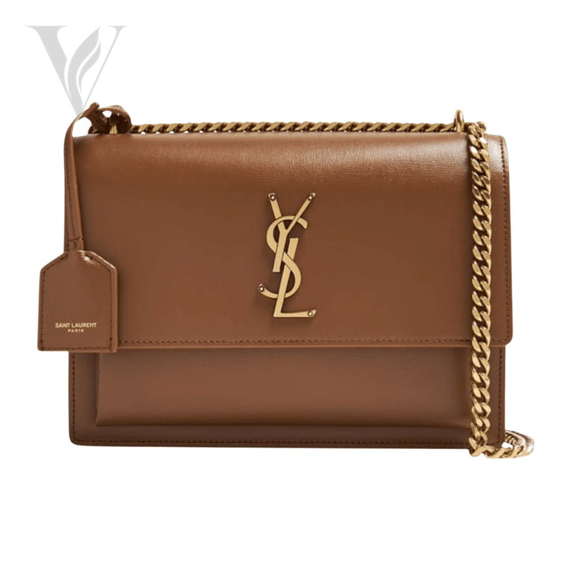 Saint Laurent Medium Sunset Shoulder Bag Tan - Brown