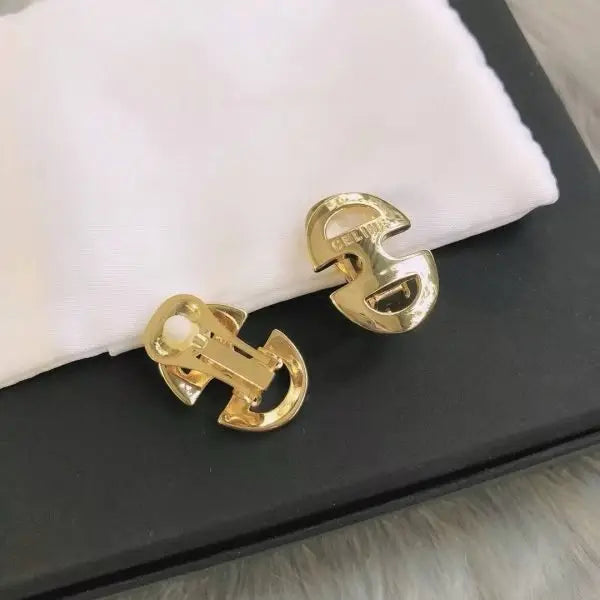 Polished Twisted Hoop Earrings Gold Finish Ivory Enamel - view 6
