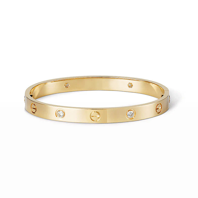 Slim Love Bracelet 3.65mm 6 Diamond-Style – Gold | Size 16
