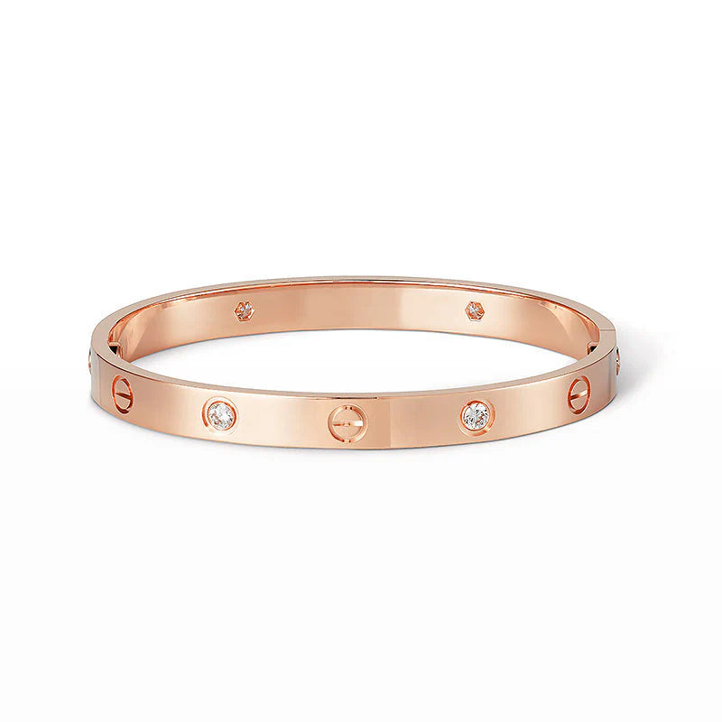 Slim Love Bracelet 3.65mm 6 Diamond-Style – Rose Gold | Size 16