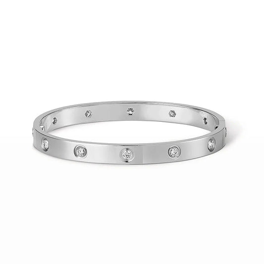 Love Bracelet 6.1mm 10 Diamond-Style – Silver | Size 16