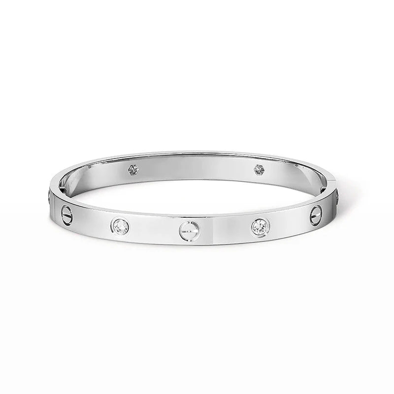 Slim Love Bracelet 3.65mm 6 Diamond-Style – Silver | Size 16