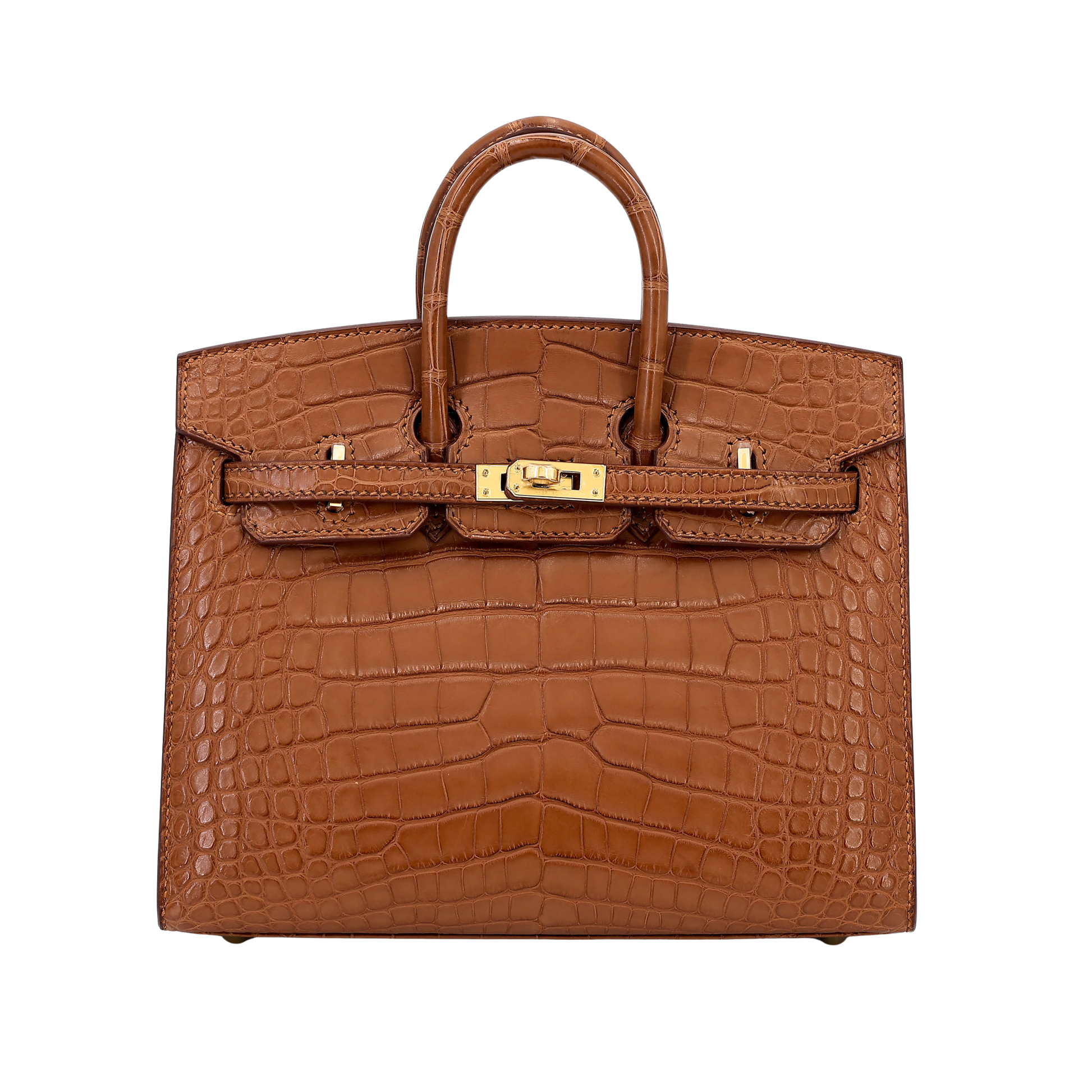 Elegant Structured Carryall 25 Rich Brown Crocodile Bag