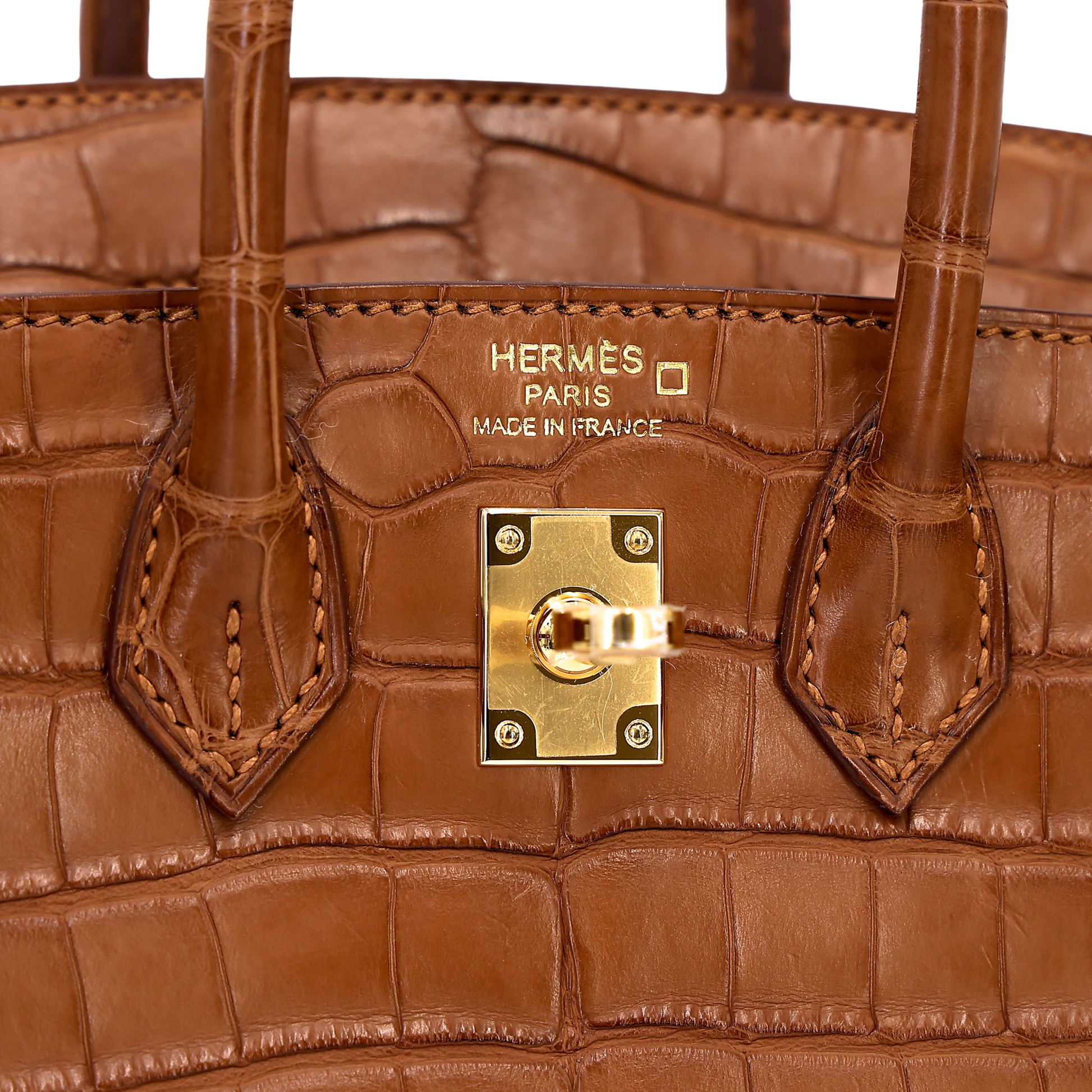 Elegant Structured Carryall 25 Rich Brown Crocodile Bag - view 4