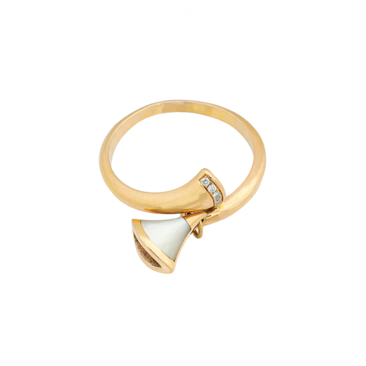Polished 18k Yellow Gold Diamonds Mop Diva's Dream Ring